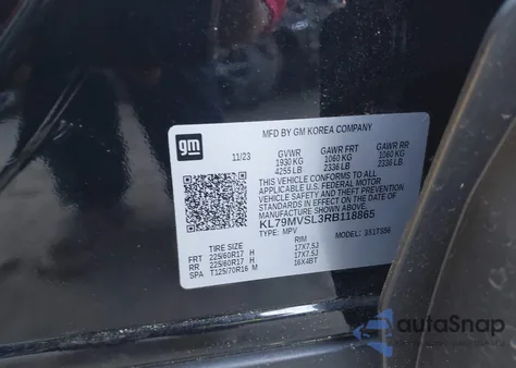 2024 Chevrolet Trailblazer Fwd Activ из США, поврежденный, VIN KL79MVSL3RB118865